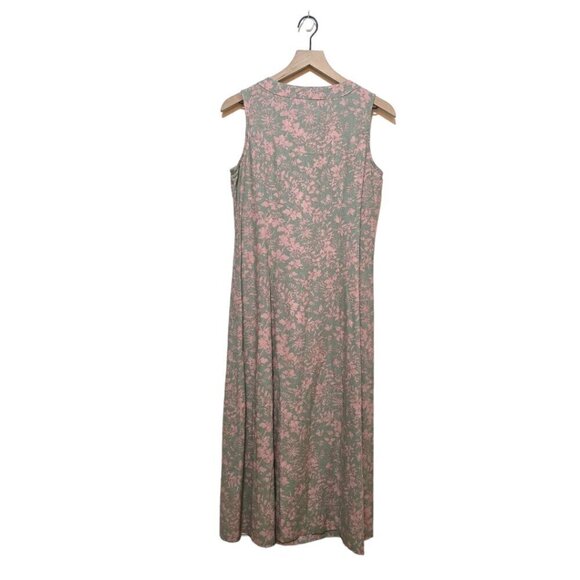 Chadwicks of Boston Green Floral Linen Blend Pleated Sleeveless Midi Dress Sz S - Picture 4 of 9